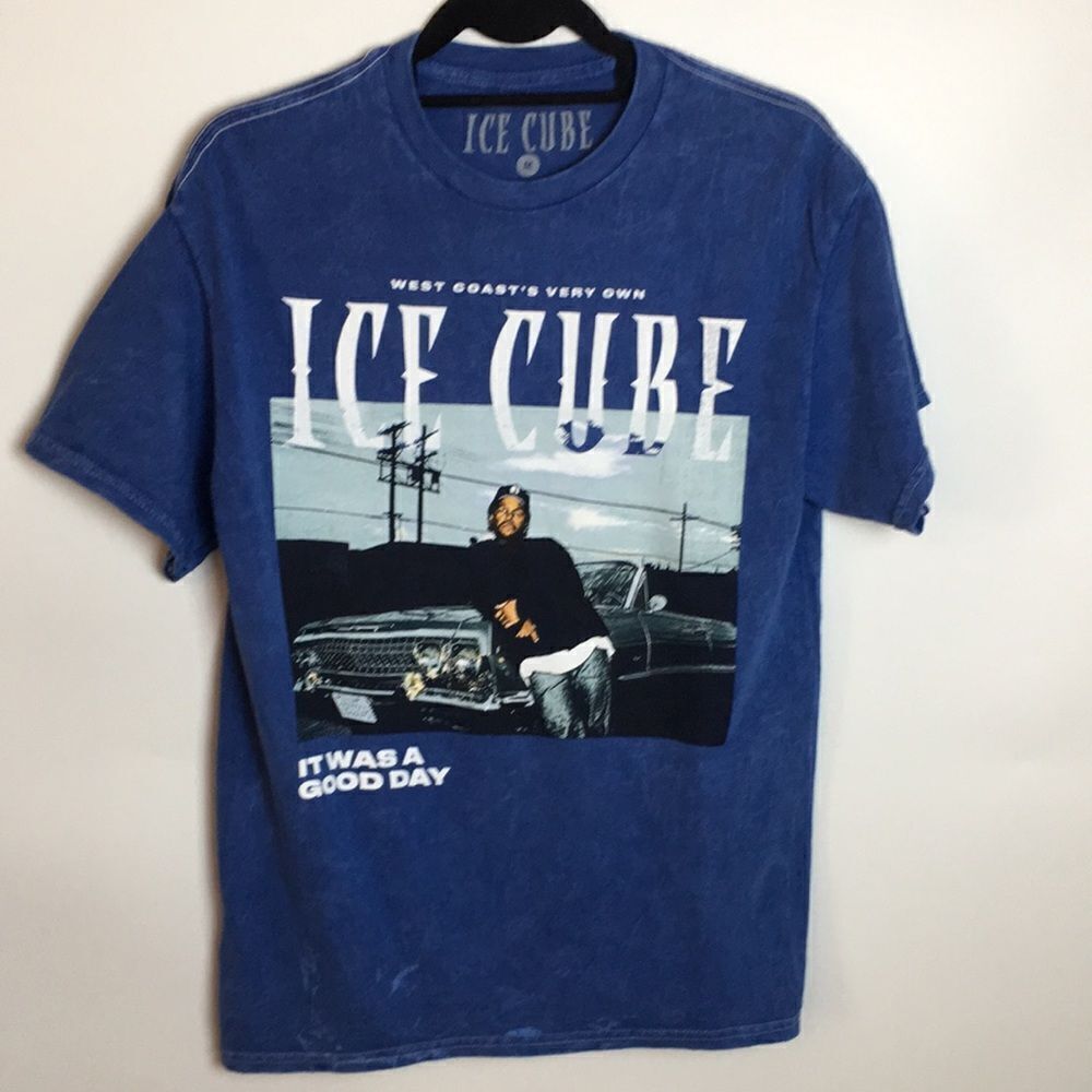 Ice Cube It Was a Good Day Retro Blue Short Sleeve T-shirt Sz Medium Unisex